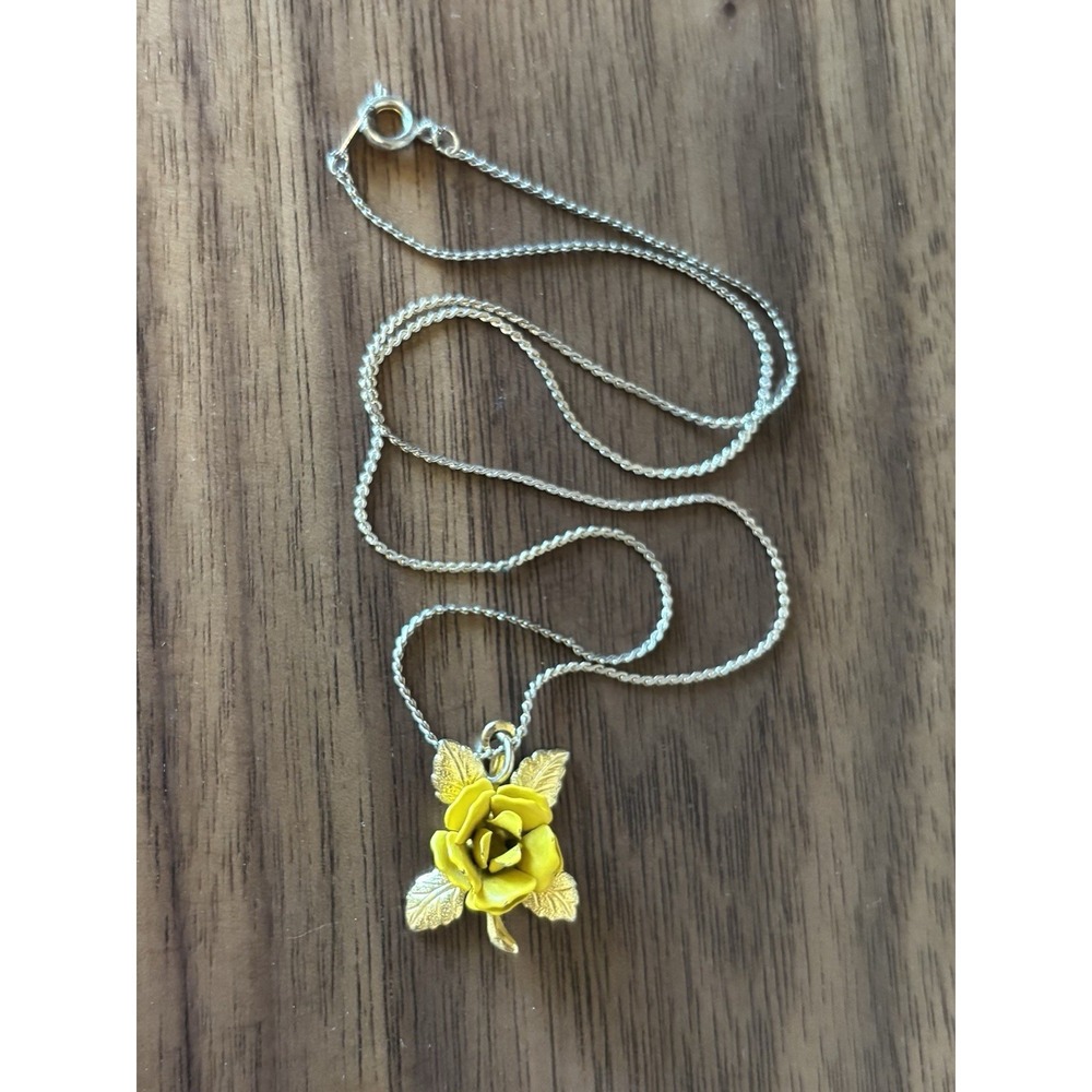 Vintage Yellow Rose Necklace - Picture 2 of 3